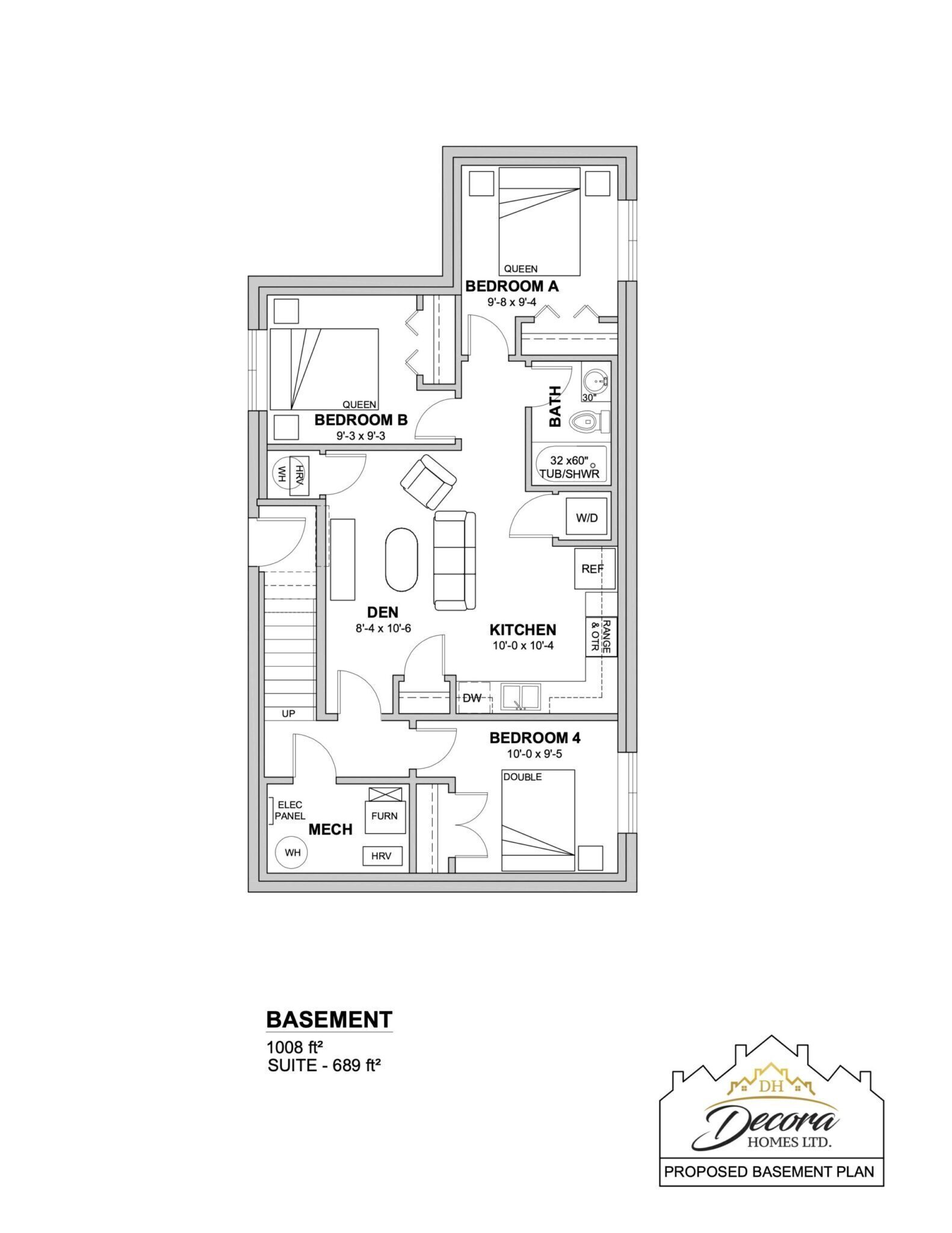 Washington floor plan, basement with legal suite