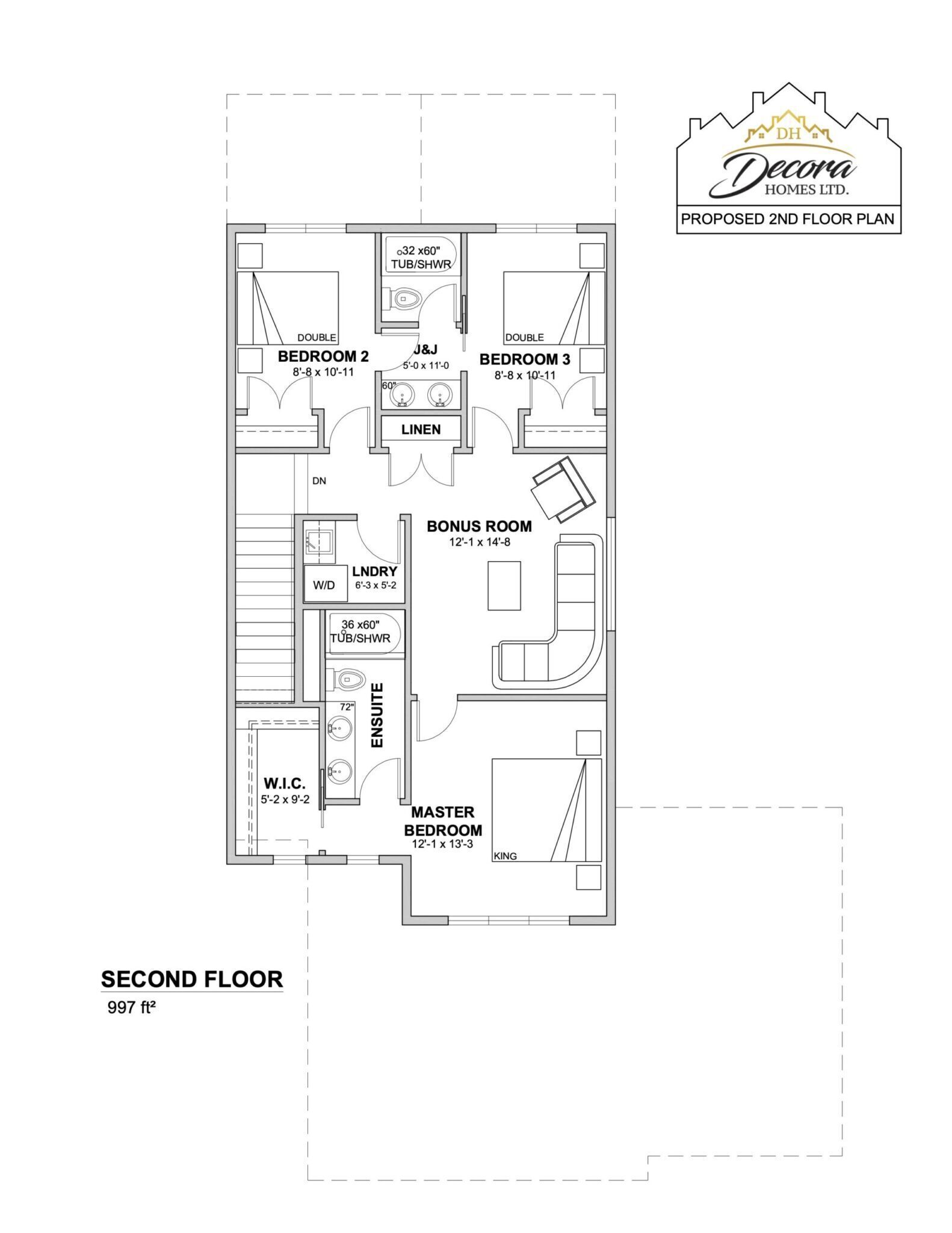 Washington floor plan, second floor