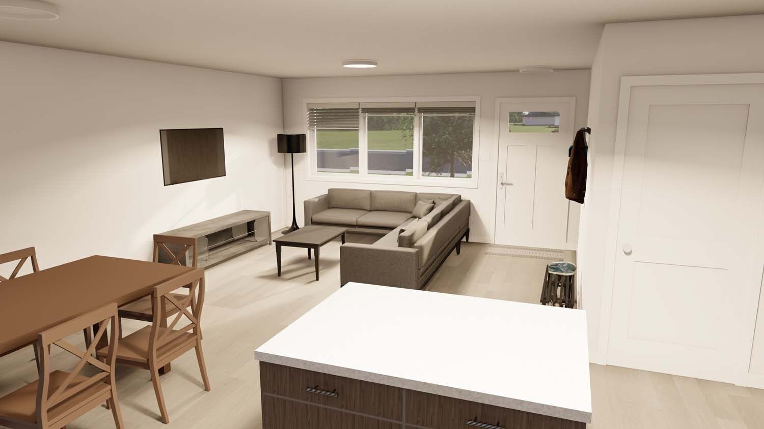 Rendering of a ready-to-move home’s kitchen and dining area