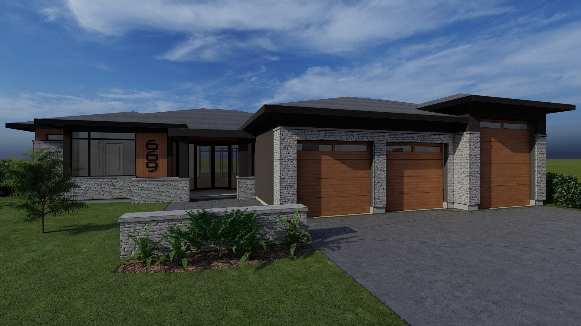 Rendering of the Sierra bungalow walkout from the street
