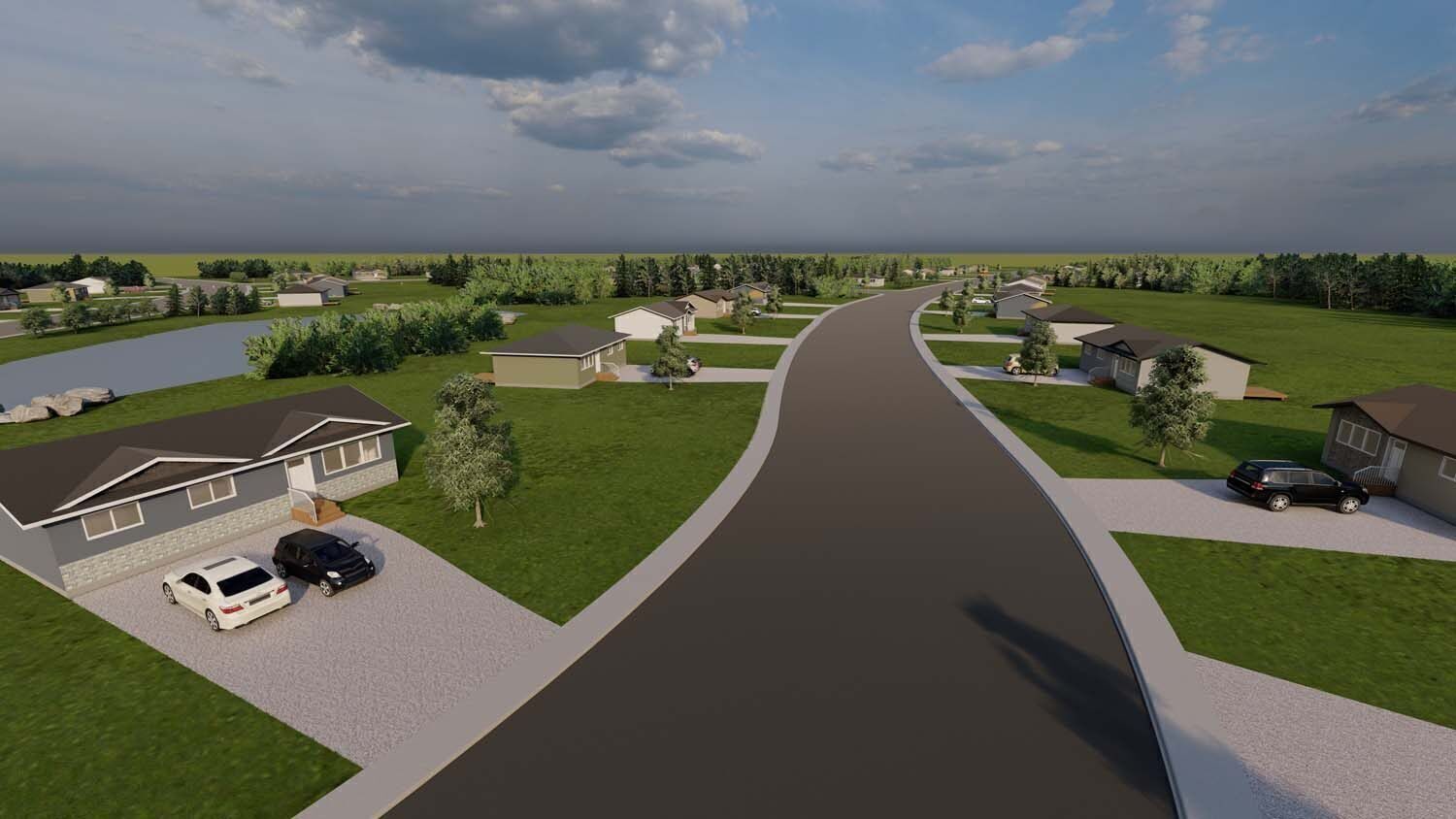 Rendering of a ready-to-move community from above