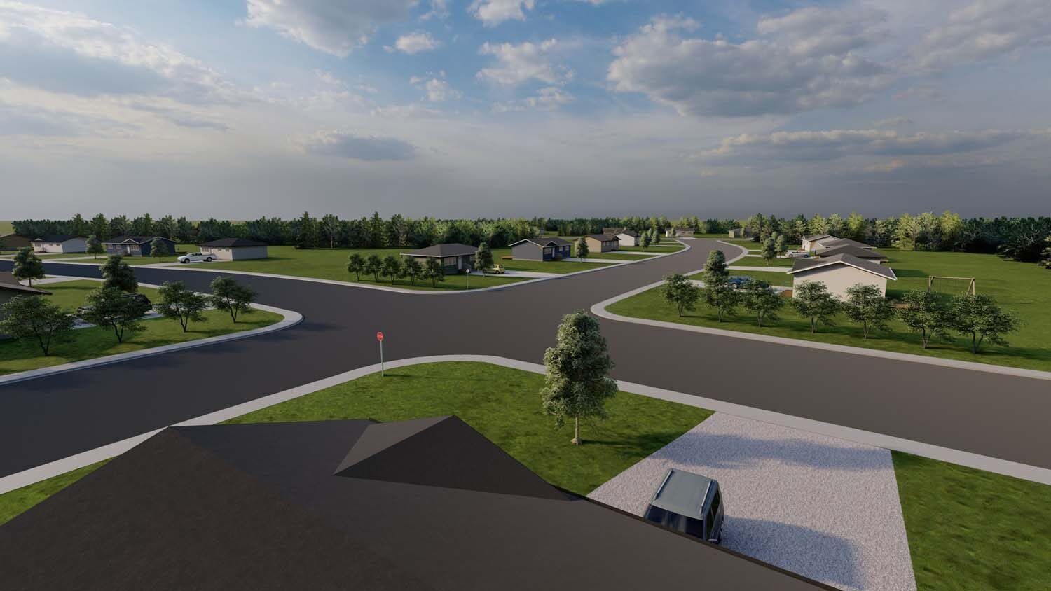 Rendering of a street of ready-to-move homes
