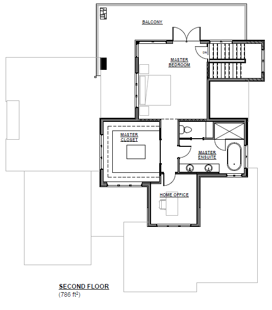 Teton floor plan, upper floor
